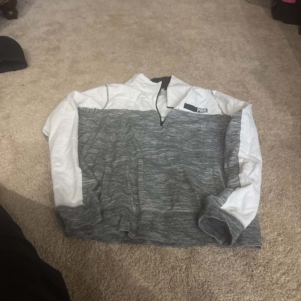 Victoria's Secret PINK Gray Quarter Zip Pullover Sweatshirt